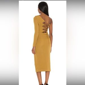 NBD Carla Lace Up Midi Dress in Toffee NWT